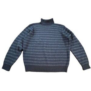 Polo Ralph Lauren Lambs Wool Turtleneck Sweater Striped Pattern Preppy Classic
